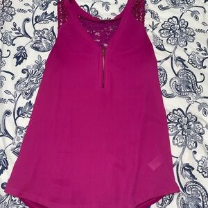 Express Magenta Tank Top with Lace and Zipper